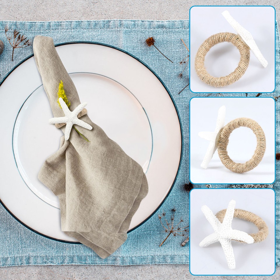 12Pcs Napkin Rings Sea Star Napkin Ring Holders Dinning Table