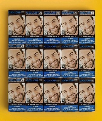 15x MEN'S MUSTACHE BEARD BRUSH GEL HAIR DYE COLORING KIT BROWN SEALED