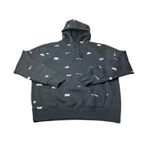 Nike Men  s Club Fleece Allover Print Black Hoodie Size Small