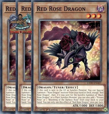 Yugioh! 3x Red Rose Dragon L5DD-ENA07 Common 1st Ed NM