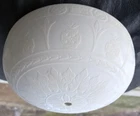 Antique Art Deco Steuben Alabaster Calcite Etched Glass Ceiling Light Shade