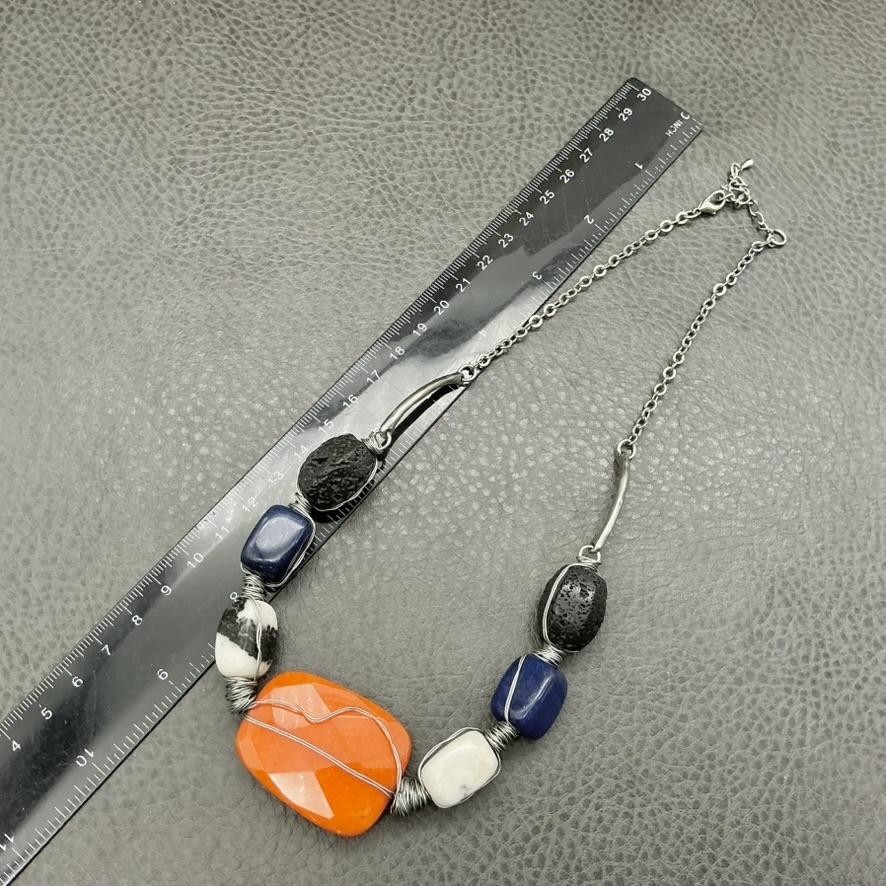 Statement Necklace Chunky Wire Wrapped Stone Wome… - image 3