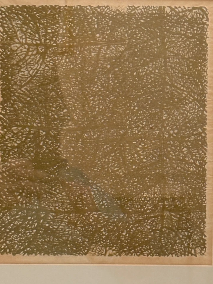 Abstract Textural Expression -  Gold Coloured Print Lithograph  - Leafs / Trees - Image 2 of 4