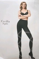 New Women's WOLFORD Cecilia Black Tights Size M