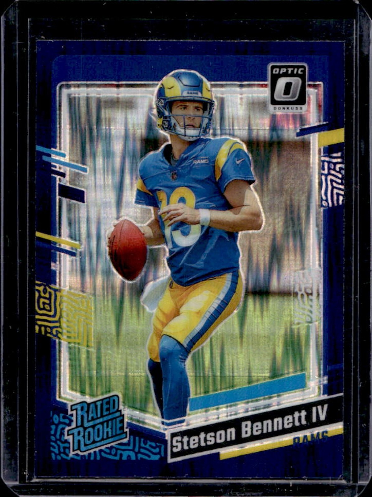 2023 Donruss Optic Stetson Bennett Purple Shock Prizm Rated Rookie #267 Rams