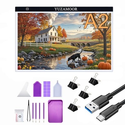 A2 Large Tracing LED Light Pad Kits for Diamond Art, Sketching, Painting - Adjus
