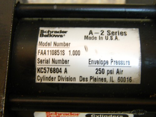 SCHRADER BELLOWS 1-1/2" Bore X 1" Stroke Pneumatic Cylinder Series A2 - Picture 2 of 9