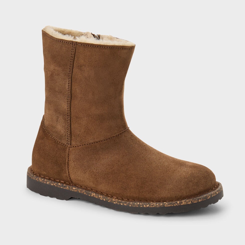 Women's Birkenstock Uppsala Zip Shearling Boots (Color:  Dark Tea- Shoe Width:W)
