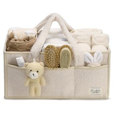 PeraBella Baby Diaper Caddy Organizer with Handle, Boy Girl X-Large, Ivory