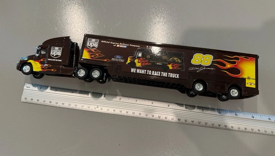 Winner's Circle NASCAR 1/64 Scale UPS #88 Trailer Rig Hot Rod Flames - Image 2 of 4