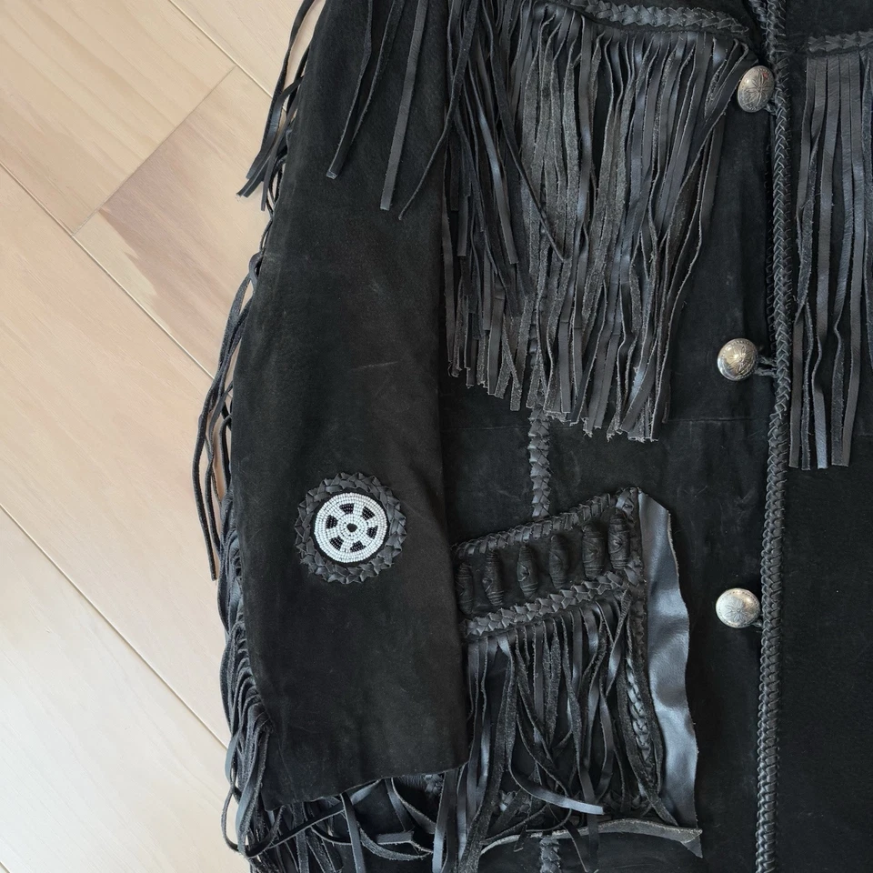 Chaqueta de cuero con flecos Scully 48 negra Western Cowboy Outerwear California Foto 4 de 4