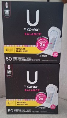 U Kotex Balance 50 Ultra Thin Pad + Wings Regular Absorbency 20-Pack