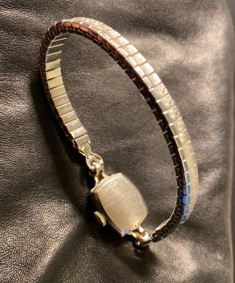 Винтажные женские часы Hamilton из белого золота 14 карат, бриллианты, 17 камней, работают вовремя - Изображение 3 из 4