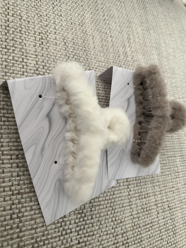 Pinzas para el cabello de felpa mullida pinzas para el cabello de piel sintética accesorios para niñas Foto 2 de 3