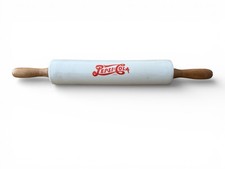 Pepsi-Cola Ceramic Rolling Pin White Red Brown Solid Pattern With Handle