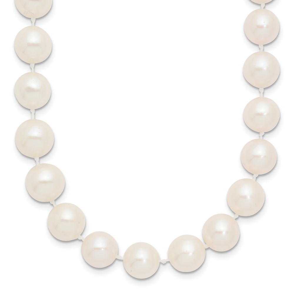 14k Yellow Gold 9-10mm White Near-Round Freshwater Cultured Pearl Necklace 28