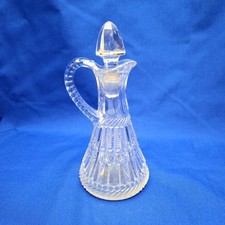 Antique 1880s Strigil Handled Crystal Clear Glass Pitcher W/ Stopper 8” Decor