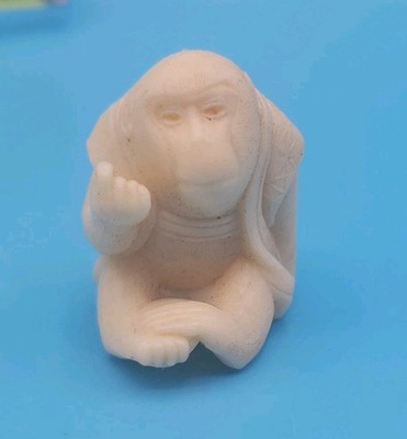 Vintage Japanese Netsuke Asian Monkey Figurine Sitting Shelf Decor Resin 1''