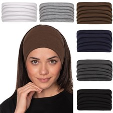 6Pcs Wide Headbands for Non Slip Soft Fabric Hair Wrap Boho Head Bands Elasti...