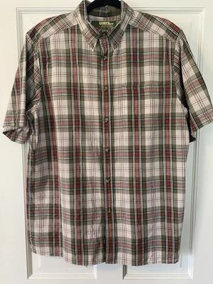 Gander Mountain Mens Camp Shirt SZ Lrg Green Plaid Short Sleeve Button Down