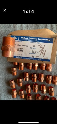 Copper fittings 3/4 Male Adapter Plumbing Supplies Copper  New USA Stock 25 pcs 