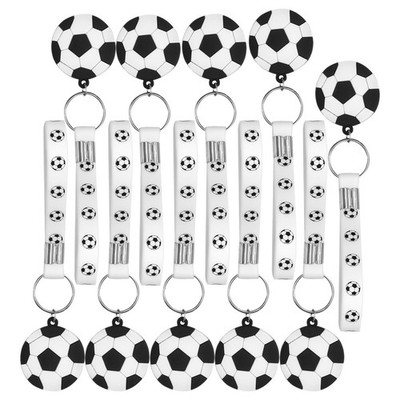 10 Pcs Football Silicone Keychain Small Soccer Keychains Cool for Boys Souvenir