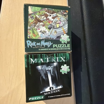 New 2x Lot Matrix & Rick Morty JigJaw Puzzle 300 Piece LootCrate 11'' x 14'' PCS