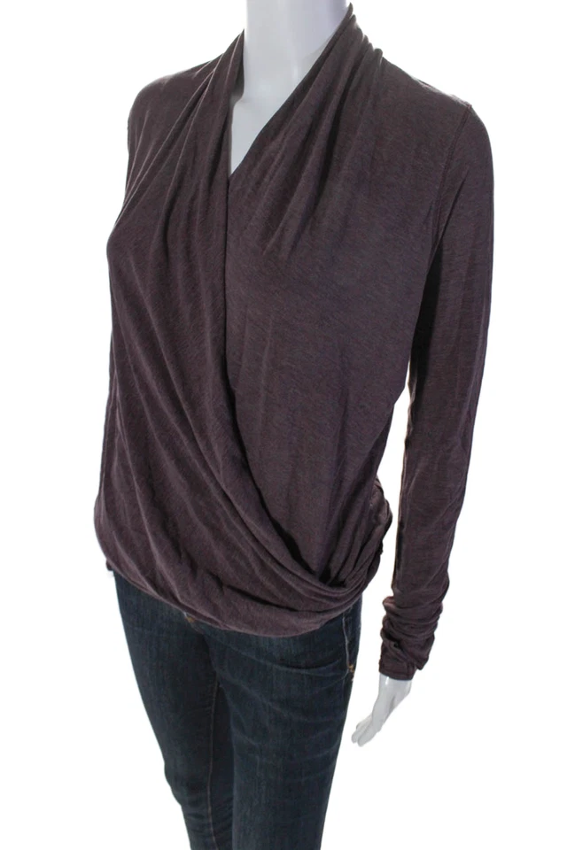 Lululemon Womens Dark Red V-Neck Long Sleeve Wrap Blouse Top Size 6 - Image 2 of 4