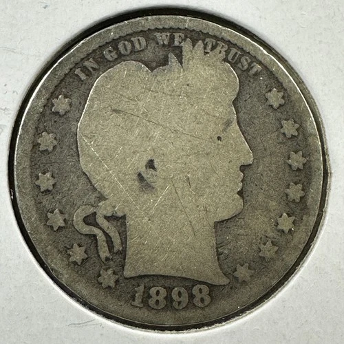 1898 25C Barber Quarter, Contains 0.1808oz of SILVER (87383)