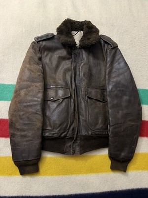 Vintage Schott Bros NYC I-S-674-M-S Brown Leather Flight Bomber