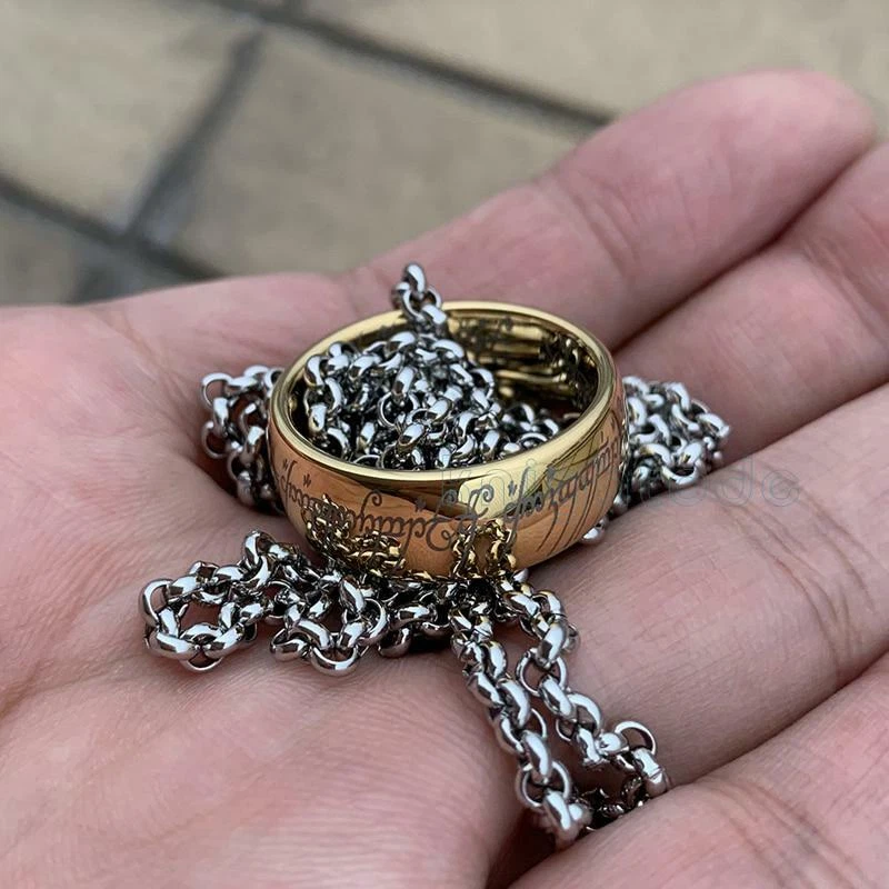 The Lord of The Ring Tungsten Carbide Ring with Chain Necklace