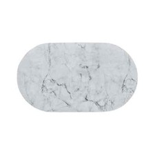 Image of Bath Mat Marble Effect Soft Cushioned Oval Slip Resistant Suction Cups Bath Mat