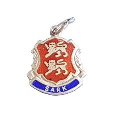 SARK CHANNEL ISLANDS Silver Vintage Travel Shield Enamel Souvenir  Charm