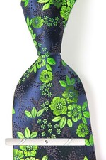New Classic Floral Blue Green JACQUARD WOVEN 100 Silk Men's Necktie Tie