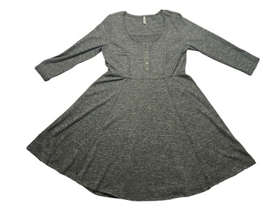 Vanity Gray Stretch Knit 3/4 Sleeve Fit & Flare Dress Size M | eBay