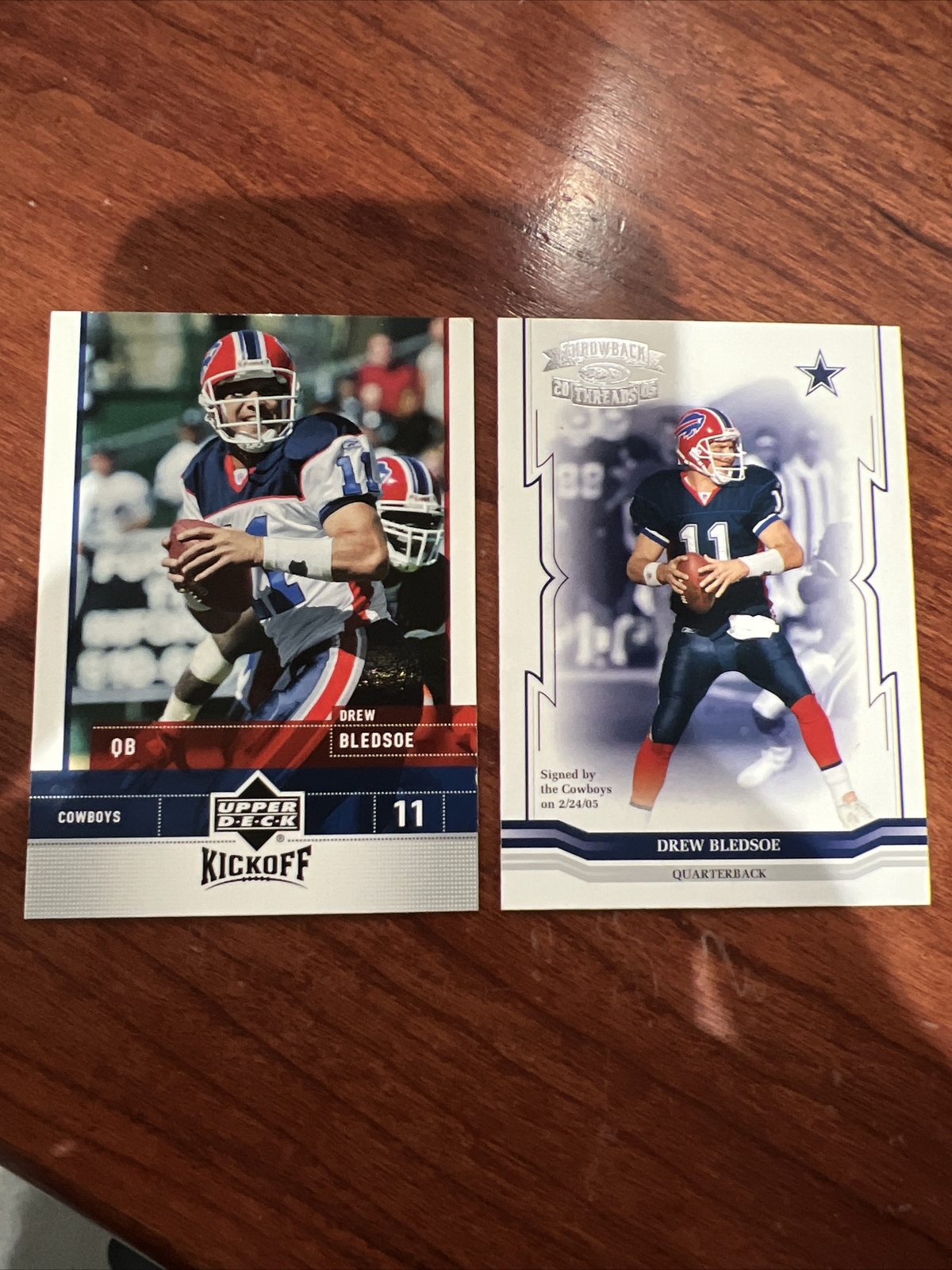 2005 Throwback Threads #39 Drew Bledsoe / 2005 Upper Deck Kickoff #24 / Cowboys
