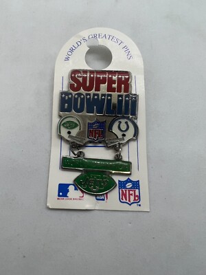 Rare NFL Vintage 1969 Season Super Bowl III Jets Vs Colts Peter David Pin 