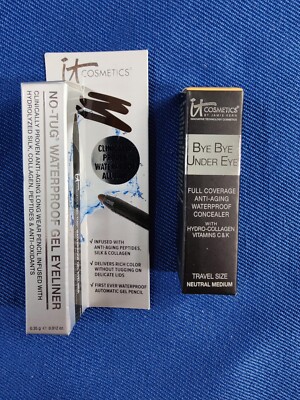 NEW LOT OF IT COSMETICS BYE BYE CONCEALER NO-TUG EYELINER TRAVEL/SAMPLE  SIZE