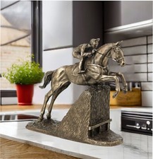 Scultura cavallo bronzo fuso a freddo Steeple Chaser di Harriet Glen nuova e in scatola 20 cm