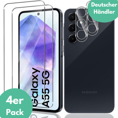 2X Schutzglas für Samsung Galaxy A55 5G Display Kamera Hartglas Panzerfolie 9H  