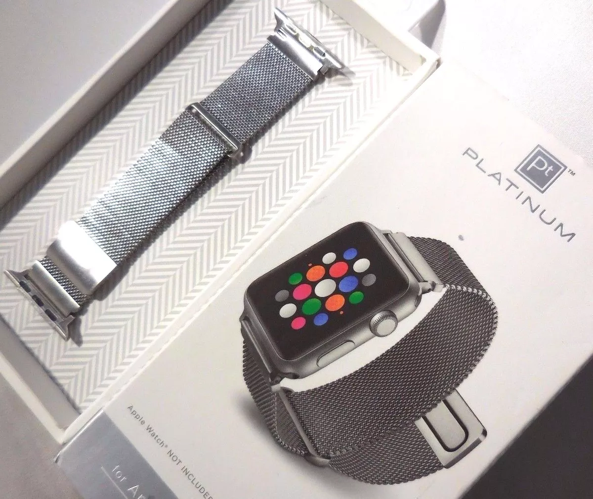 Platinum Magnetic Stainless Steel Mesh Band for Apple Watch