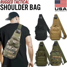 Mens Backpack Tactical Sling Shoulder Bag Molle Travel Chest Pack Outdoor Hiking
