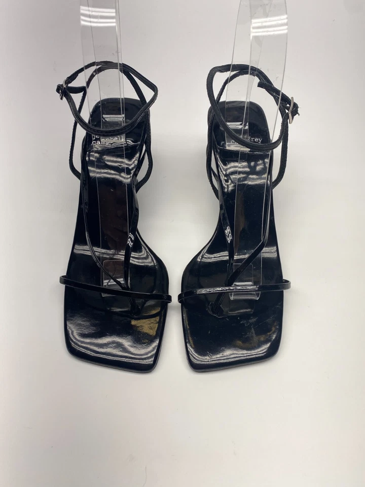Sandalia Jeffrey Campbell para mujer Fluxx negra charol correa tacón talla 6,5 Foto 2 de 4