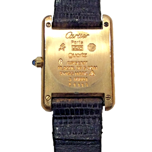 Ladies Cartier Quartz tank Sterling Vermeil 28 x 21mm new battery..runs great - Picture 4 of 4