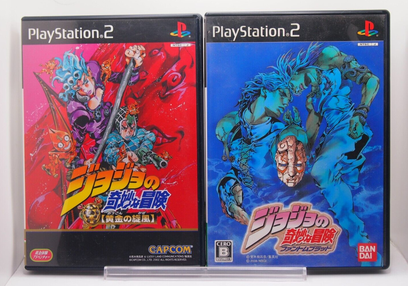 JoJo's Bizarre Adventure Phantom Blood & Gold Wind PS2 con estuche manual Japón