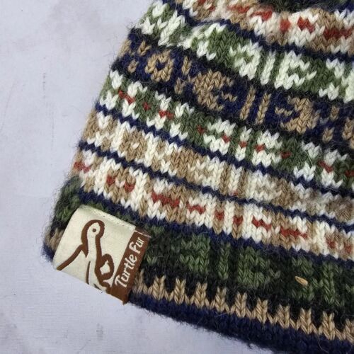 Gorro Turtlefur Gorra Tejida Lana Azul Verde Invierno Forrado Vellón Isla Justa Pom - Imagen 3 de 8
