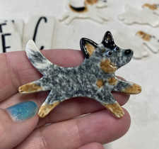 HANDMADE&zwj;PORCELAIN PIN/MOSAIC TILE AUSTRALIANCATTLEDOG