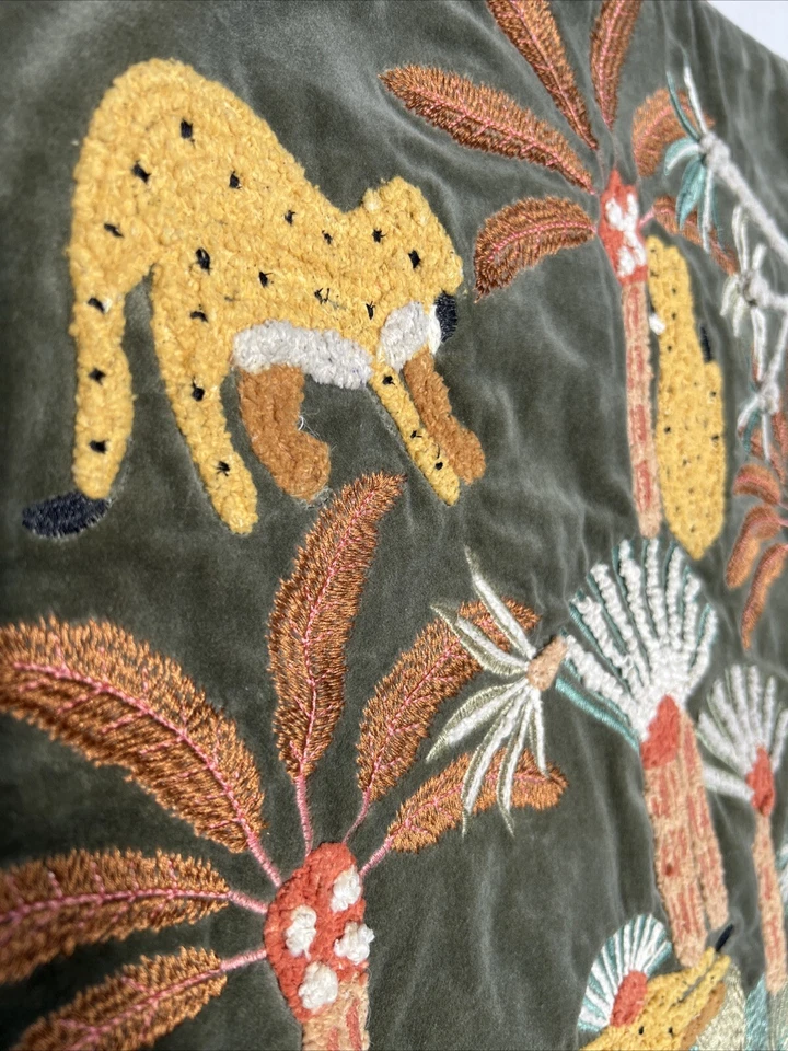 Surya Transitional (2) 18” X 18” Pillow COVERS animals Embroidered Cotton India - Image 4 of 4