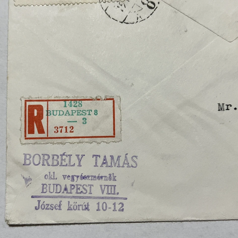1974 HUNGARY REGISTERED FDC COVER SENT TO ENGLAND SOUVENIR SHEET BACKSTAMPED - Image 2 of 4