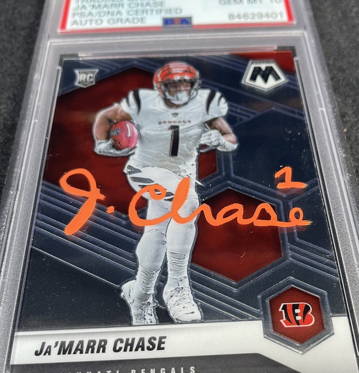 Ja'marr Chase Panini Mosaic #307 Rookie Card Signed PSA 10 “Orange
